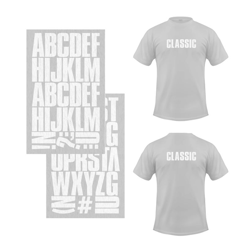 SEI S.E.I 2-Inch Iron-on T-shirt Letters  Block Letter Flock Heat Transfers  White - Image 1